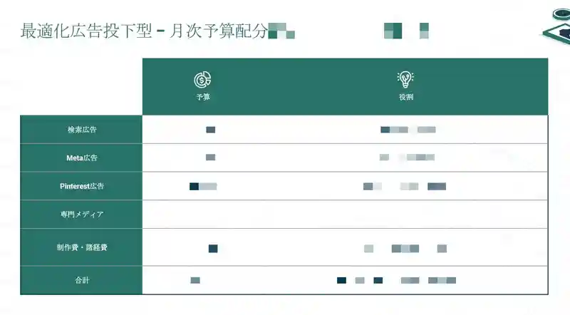 Monthly budget allocation table